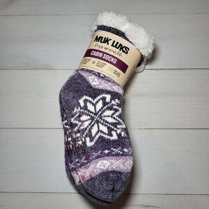 NWT MUK LUKS Cabin Socks 2 pack Fair Isle sherpa cozy nonskid. Winter